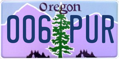 OR license plate 006PUR