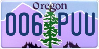 OR license plate 006PUU