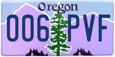 OR license plate 006PVF