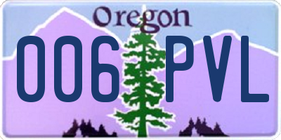 OR license plate 006PVL