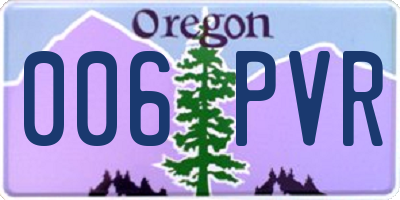 OR license plate 006PVR