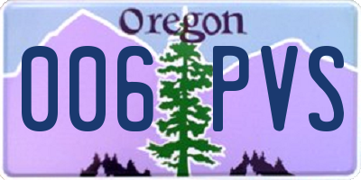 OR license plate 006PVS