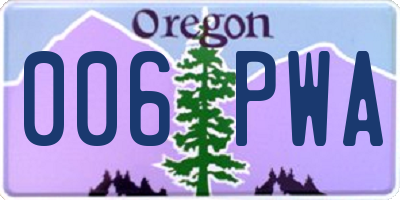 OR license plate 006PWA