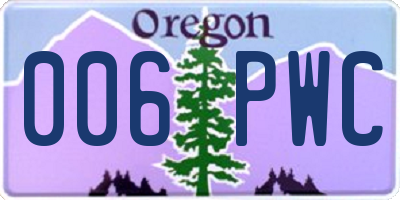 OR license plate 006PWC