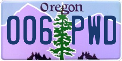 OR license plate 006PWD