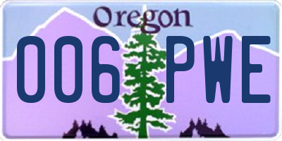 OR license plate 006PWE