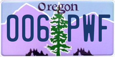 OR license plate 006PWF
