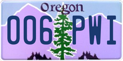 OR license plate 006PWI