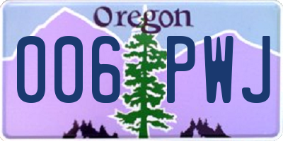 OR license plate 006PWJ