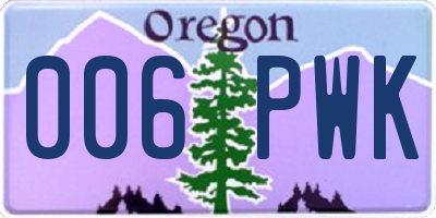 OR license plate 006PWK