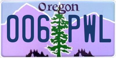OR license plate 006PWL