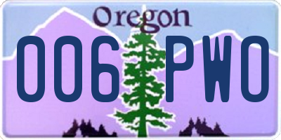 OR license plate 006PWO