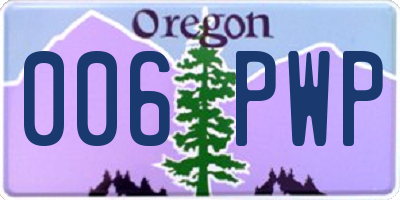 OR license plate 006PWP