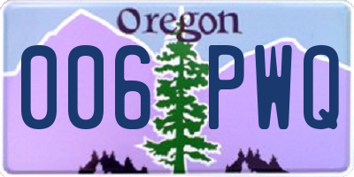 OR license plate 006PWQ
