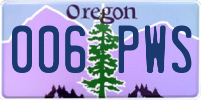 OR license plate 006PWS