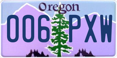 OR license plate 006PXW