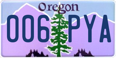 OR license plate 006PYA