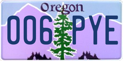 OR license plate 006PYE