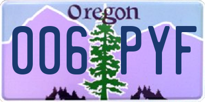 OR license plate 006PYF