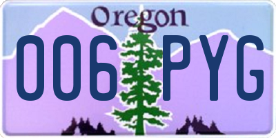 OR license plate 006PYG