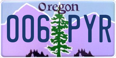 OR license plate 006PYR