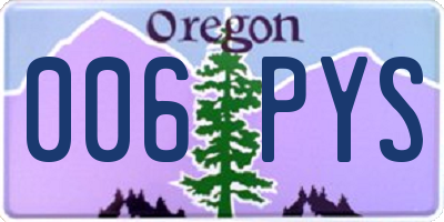OR license plate 006PYS