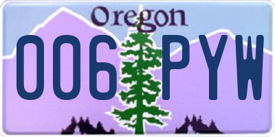 OR license plate 006PYW