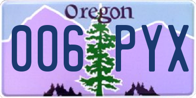 OR license plate 006PYX