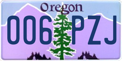 OR license plate 006PZJ