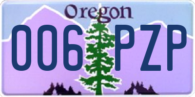 OR license plate 006PZP