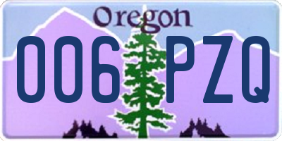 OR license plate 006PZQ