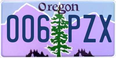 OR license plate 006PZX