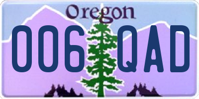 OR license plate 006QAD