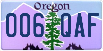 OR license plate 006QAF