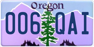 OR license plate 006QAI