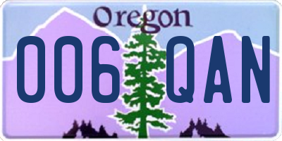 OR license plate 006QAN