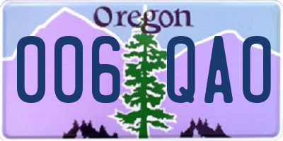 OR license plate 006QAO