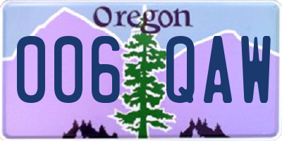 OR license plate 006QAW