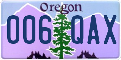 OR license plate 006QAX