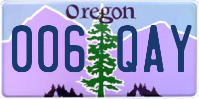 OR license plate 006QAY