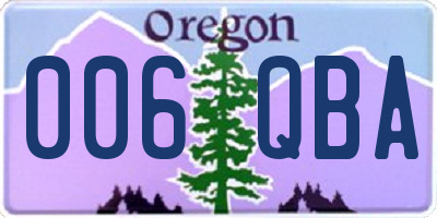 OR license plate 006QBA