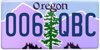 OR license plate 006QBC