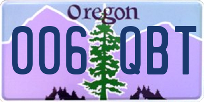OR license plate 006QBT