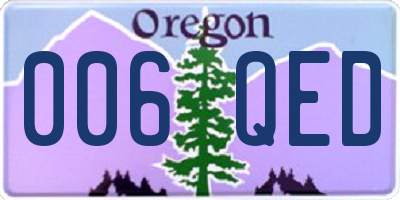 OR license plate 006QED