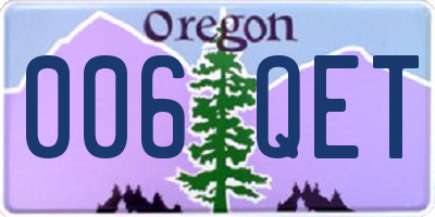 OR license plate 006QET