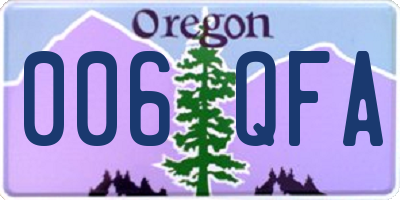 OR license plate 006QFA