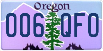 OR license plate 006QFO