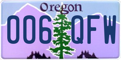 OR license plate 006QFW