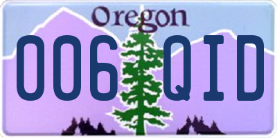 OR license plate 006QID