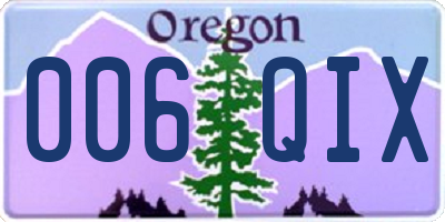 OR license plate 006QIX